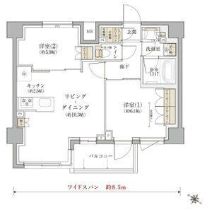 TENAS千歳船橋(2LDK/3階)の間取り写真