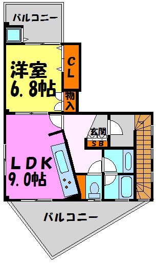 阪上ビル(1DK/3階)の間取り写真