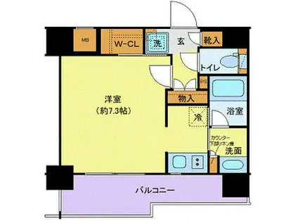 ジェノヴィア水天宮前スカイガーデン(ワンルーム/3階)の間取り写真