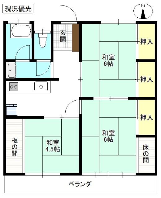 ササキハイツ(3K/2階)の間取り写真