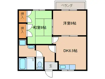 シティハイム前栽II(2DK/2階)の間取り写真