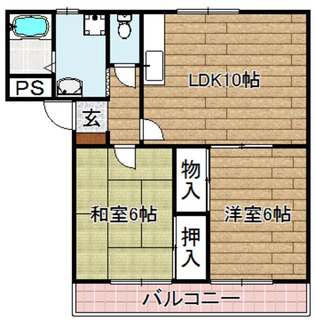 ドゥ・ネフリエール(2LDK/1階)の間取り写真