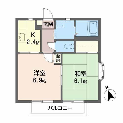 コーポラスカマタII(2K/1階)の間取り写真