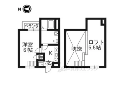 ロフティ同志社北(1K/2階)の間取り写真