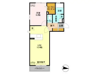 ラ・メール長須賀(1LDK/1階)の間取り写真