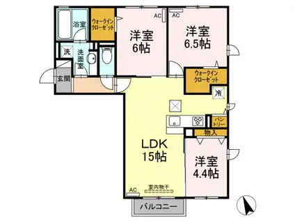メイ ソレイユ B棟(3LDK/1階)の間取り写真