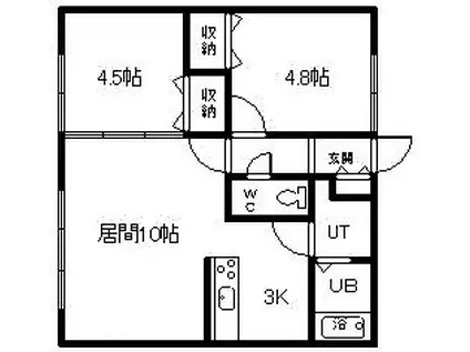 KSマンション(2LDK/2階)の間取り写真