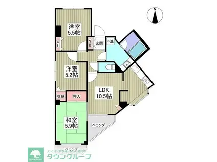 リュミエ武蔵浦和 旧プリンセス武蔵浦和(3SDK/1階)の間取り写真