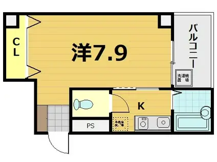 フラット オク(1K/3階)の間取り写真