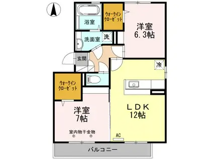 CENTRE VILLAGE(2LDK/2階)の間取り写真