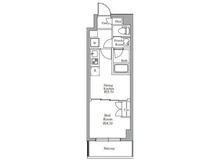 ハーモニーレジデンス高田馬場(1DK/3階)の間取り写真