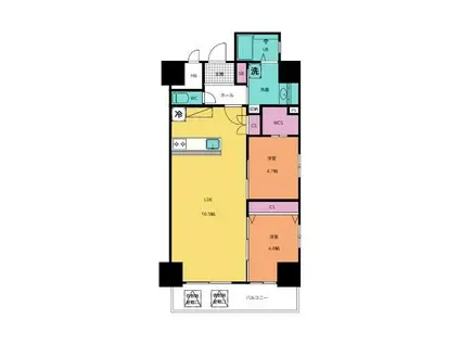 エルザグランツ中津口 (2LDK/5階)の間取り写真