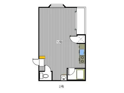 コーポウメヅ(ワンルーム/2階)の間取り写真