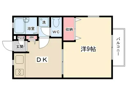 サンパティークPARTI(1DK/2階)の間取り写真