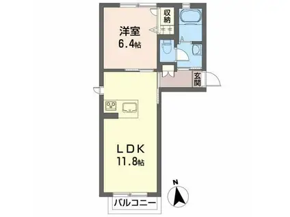 シャーメゾン フルール(1LDK/1階)の間取り写真