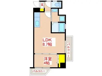 RAISE GARDEN(1LDK/8階)の間取り写真