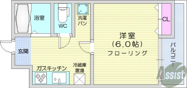 インペリアル長命(1K/3階)の間取り写真