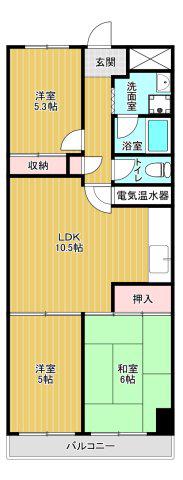 藤和明石公園ハイタウン(3LDK/8階)の間取り写真