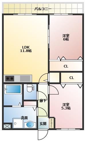 ラフィーネTAMAIII(2LDK/3階)の間取り写真