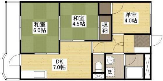 牛田東ハイツ(3DK/3階)の間取り写真