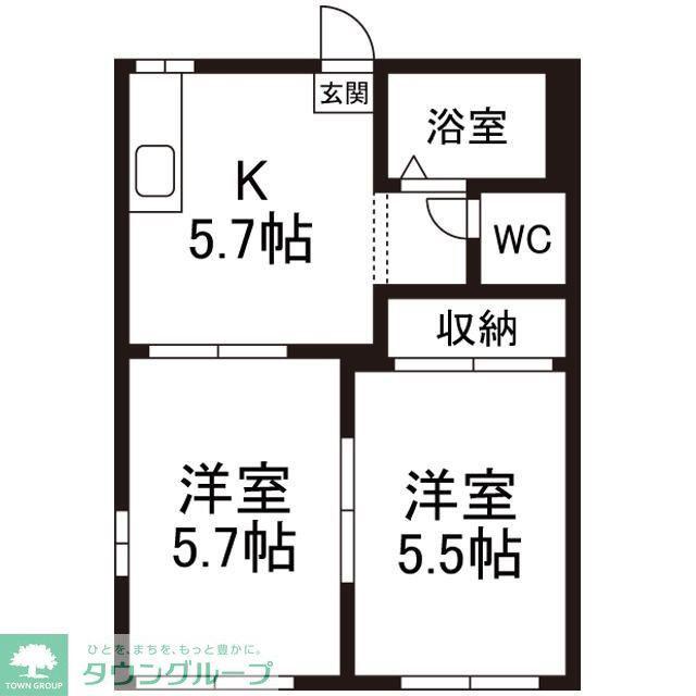 ハイツ 友成 C(2K/1階)の間取り写真