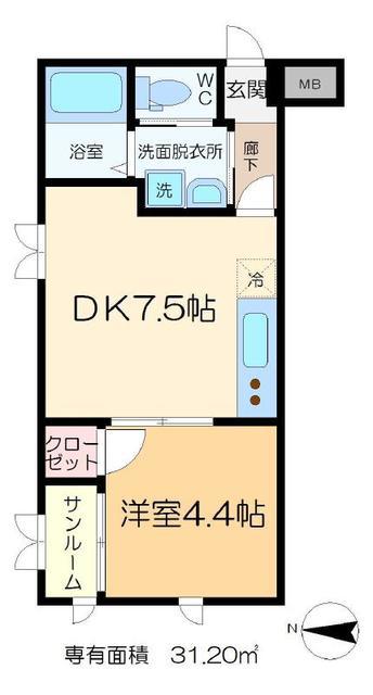 ラヴィエント綾瀬(1DK/1階)の間取り写真