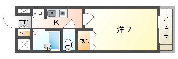 シャトレヴェールII(1K/1階)の間取り写真