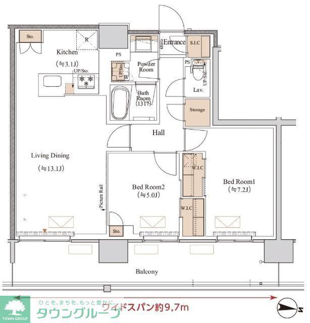 ブランシエスタ木場(2LDK/11階)の間取り写真