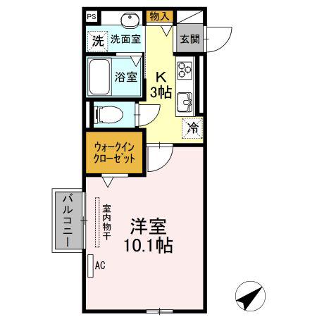 リブフラット(1K/2階)の間取り写真