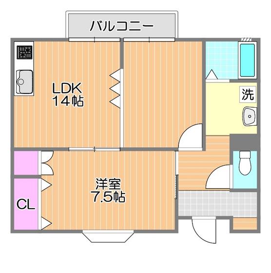 メゾン桜Ⅱ(1LDK/1階)の間取り写真