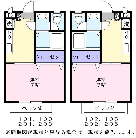 ジュネスドミール(1K/2階)の間取り写真