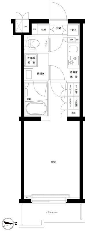 ルーブル武蔵新城参番館(1K/5階)の間取り写真