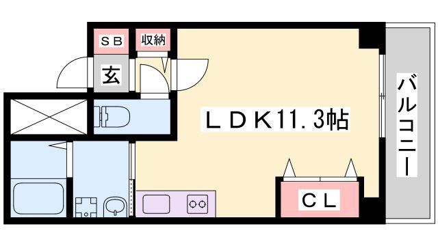 TKD北条口(ワンルーム/7階)の間取り写真