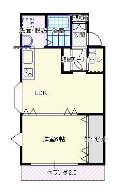 シャルム吉原 南棟(1LDK/2階)の間取り写真