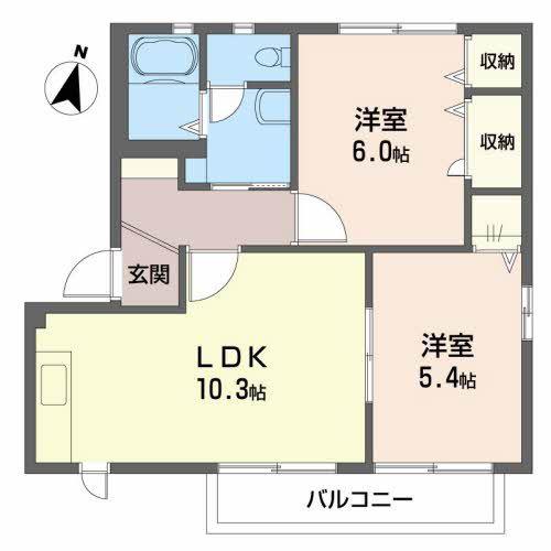 アメニティKANAIRO(2LDK/1階)の間取り写真