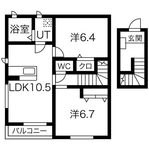 ディアコート(2LDK/2階)の間取り写真