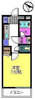リヴェール泉大津(1K/2階)の間取り写真