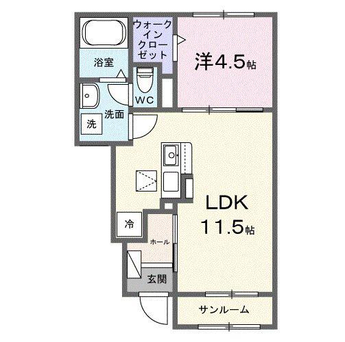 ノーブルイースト上柴(1LDK/1階)の間取り写真
