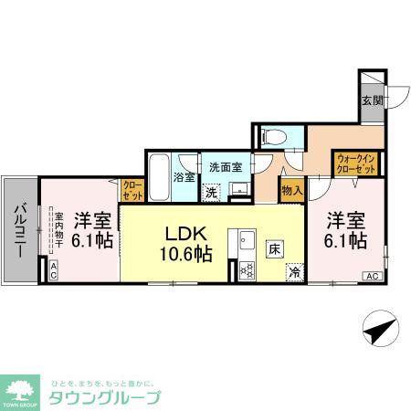 D PAINA 生田(2LDK/1階)の間取り写真