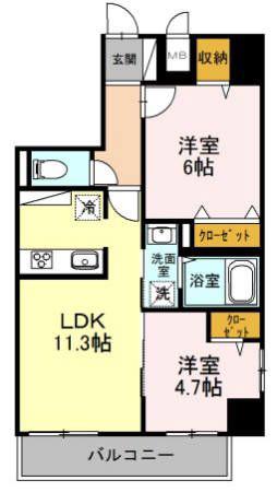 グランチェスタ(2LDK/2階)の間取り写真