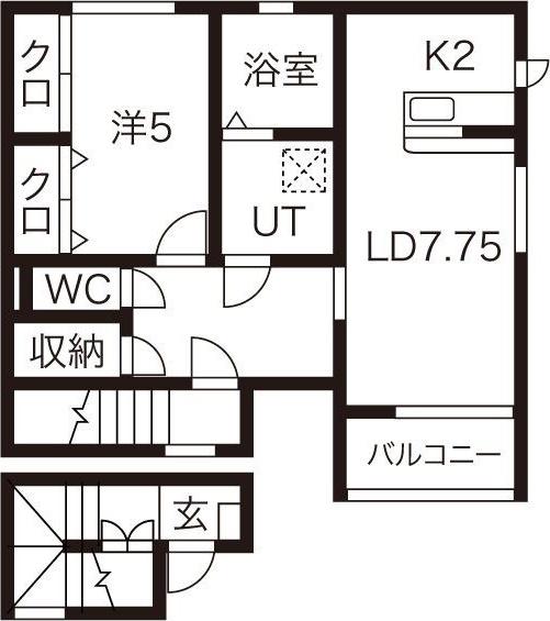 ARCHAIQUEB棟(1LDK/2階)の間取り写真