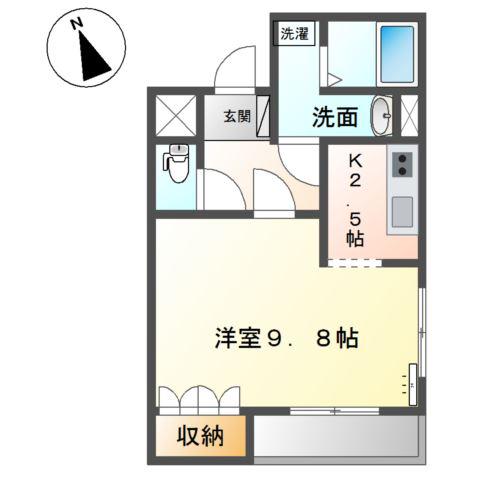 シェルル万場(1K/1階)の間取り写真