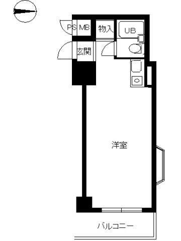 スカイコート渋谷(ワンルーム/4階)の間取り写真