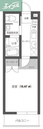 BLUE.RESIDENCE浜(1K/3階)の間取り写真