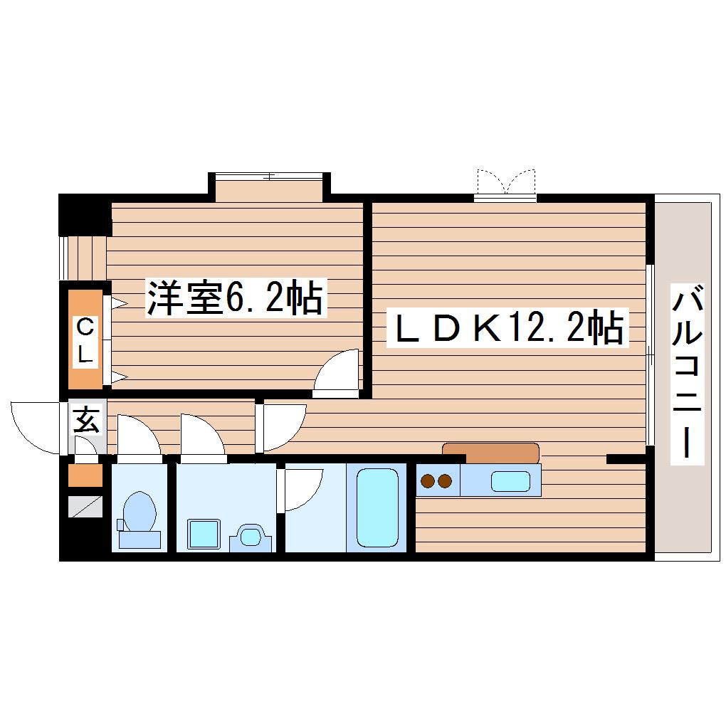 しゃとれ西中田(1LDK/2階)の間取り写真