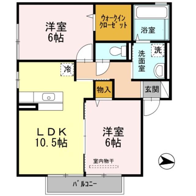 ウィット N(2LDK/2階)の間取り写真