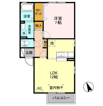 パレット A(1LDK/2階)の間取り写真