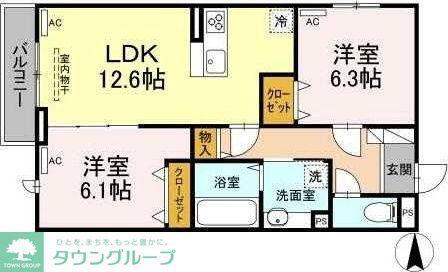 セレスティア南烏山(2LDK/3階)の間取り写真