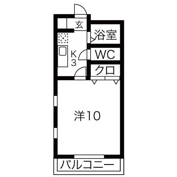 オアシス二本木(1K/2階)の間取り写真
