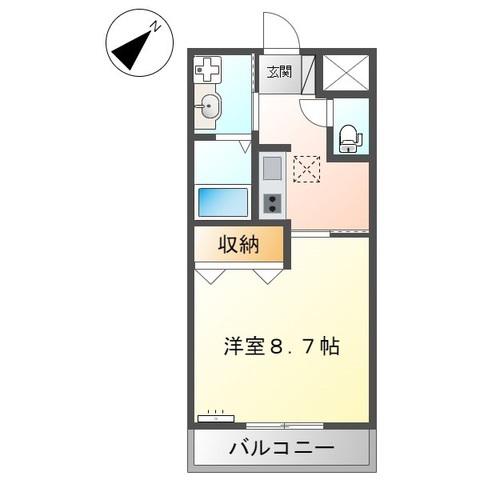 ネストかちどき橋(1K/1階)の間取り写真